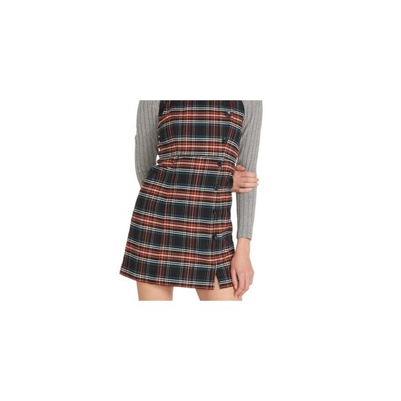 Volcom Junior's Frochickie Plaid Mini Black/orange Dress Size Medium - Picture 2 of 4